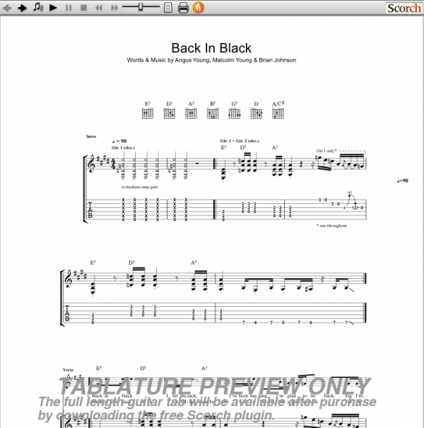 Constitute Taiko belly catch a cold ACDC Back in Black Guitar Tab : Free ACDC Guitar Tabs