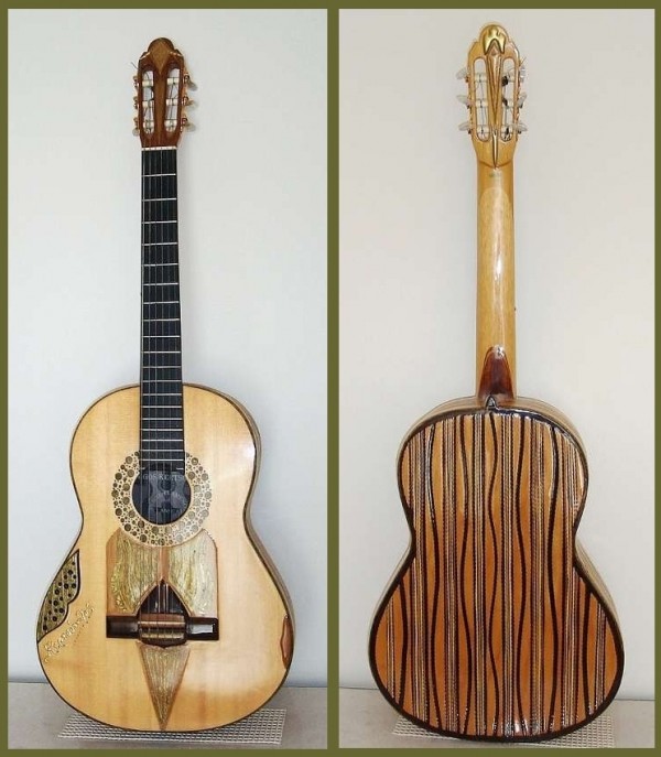 Flamenco – Classical “Kertsopoulos” construction guitar respecting the “Kertsopoulos mathematical model and geometrical progression.” 