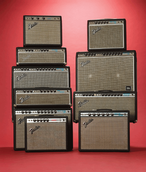 A sampling of Fender silverface amps