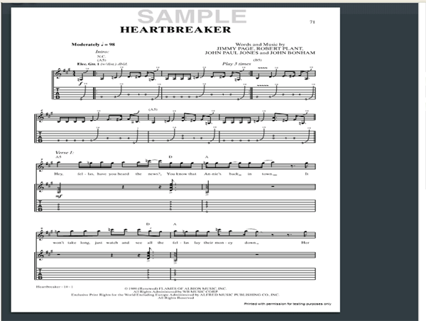 Led Zeppelin Heartbreaker Guitar Tab Free Led Zeppelin Guitar Tab 