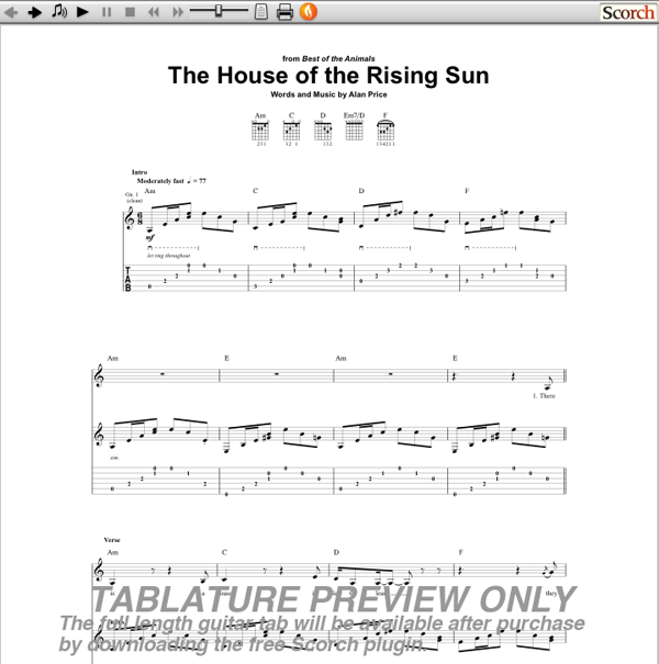 The Animals House Of The Rising Sun Guitar Tab Free Animals Guitar Tab,How To Keep A House Clean With Toddlers