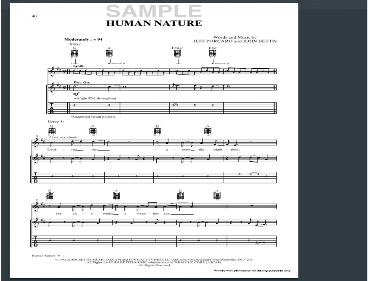 Michael Jackson Human Nature Guitar Tab : Free Michael Tab