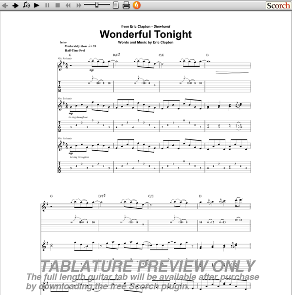 Tonight clapton guitar wonderful Eric Clapton