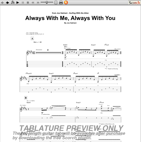 Always With Me, Always With You by Joe Satriani - Easy Guitar Tab
