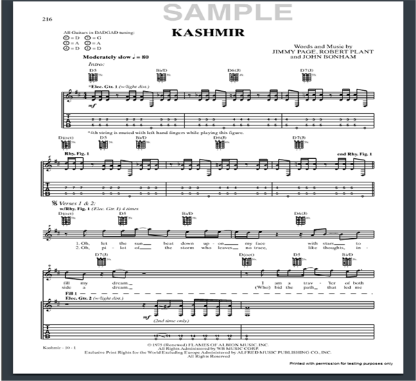 Kashmir by Led Zeppelin - Solo Guitar Guitar Pro Tab - mySongBook.com
