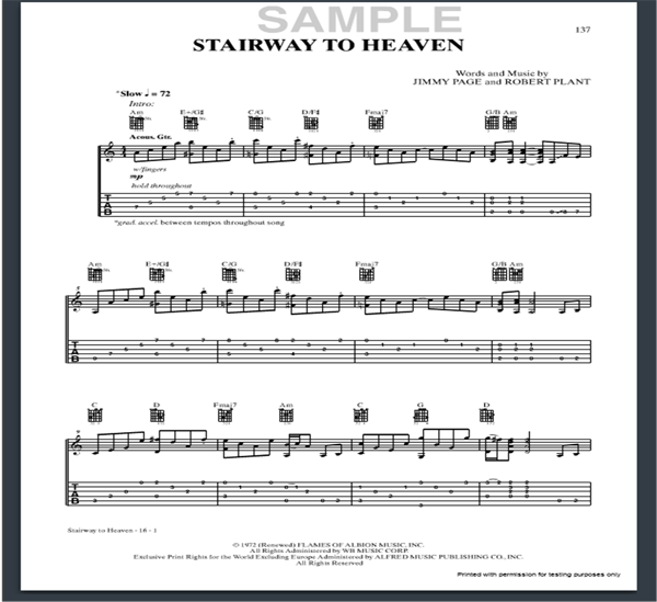 Stairway To Heaven Chord Chart