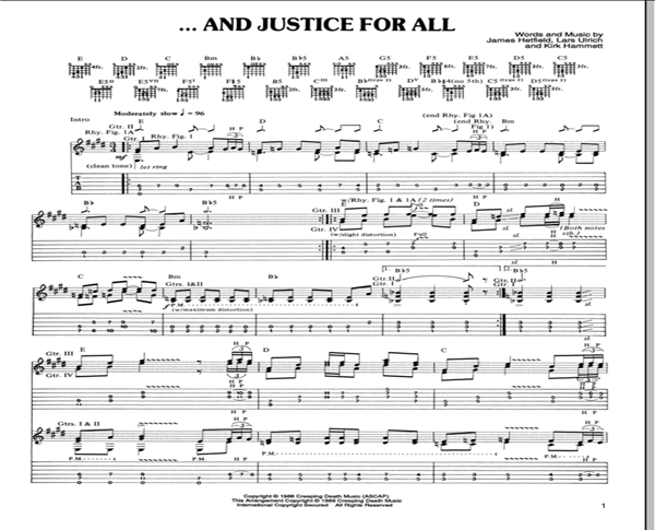 Metallica Justice For All Partition 
