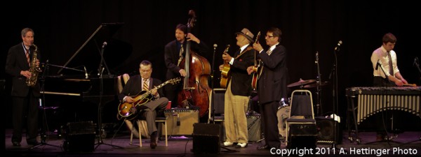 Gerry Beaudoin (second from right) with the J. Geils Jazz and Blues Review (From left: Fred Lipsius Saxophone, J. Geils Guitar, Jesse Williams Bass, Doug Bell Guita,r Les Harris Drums(hidden), Gerry Beaudoin Guitar, Gerard Beaudoid vibes)