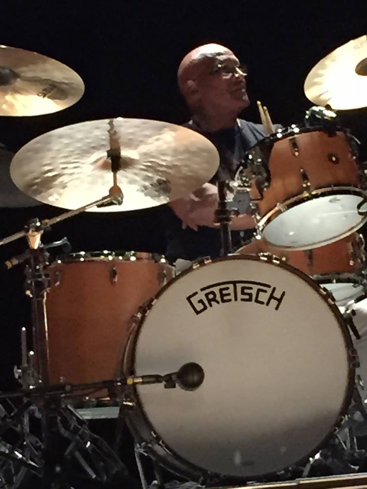 Drummer Steve Ferrone [Tom Petty & The Heartbreakers] and a fan of the English football club Brighton and Hove Albion running a sound check the night before! 