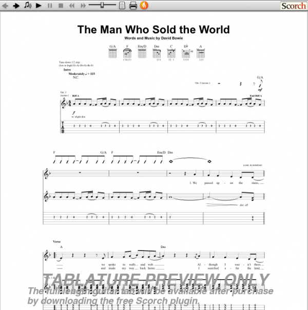 Nirvana The Man Who Sold the World Tab.