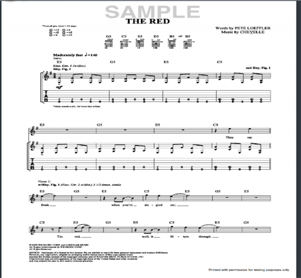 Chevelle The Red Guitar Tab : Free Chevelle Guitar Tabs.