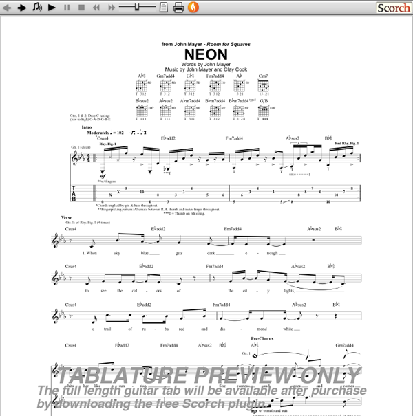 Neon Guitar Tab.