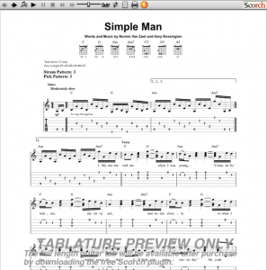 Lynyrd Skynyrd Simple Man Guitar Tab : Free Lynyrd Skynyrd Guitar Tab