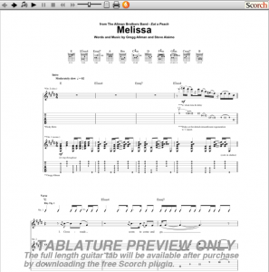 Allman Brothers Melissa Guitar Tab