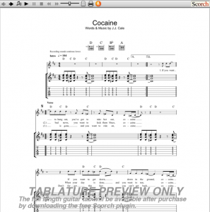 JJ Cale Cocaine Guitar Tab