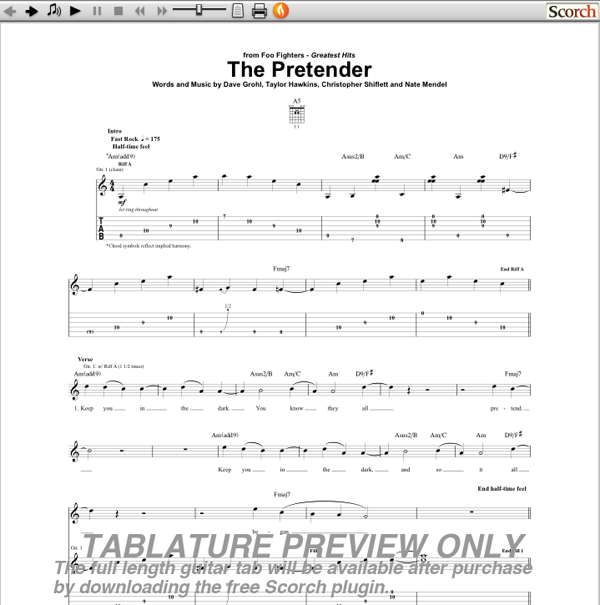 Satire lemmer Serena Foo Fighters The Pretender Guitar Tab | GuitarInternational.com
